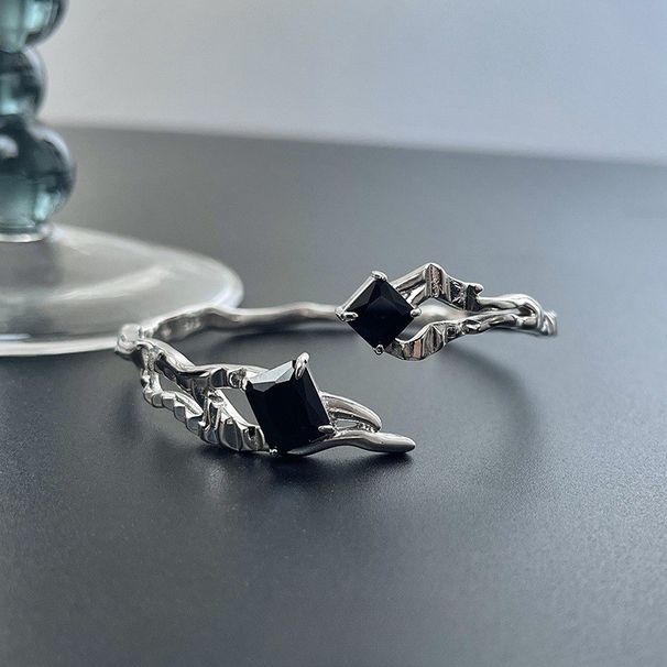 Korean Style Twill Inlaid Black Diamond Minimalist High-end Niche Design Irregular Hollow Men's Hip-hop Bracelet_ipsvogv.com