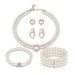 Fashion bride diamond evening bag elastic bracelet set pearl geometric six piece jewelry_ipsvogv.com