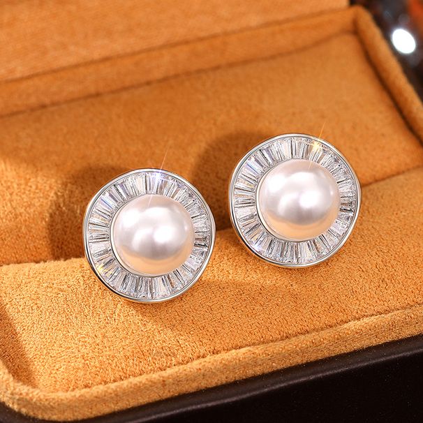 Cao Shi's New Trendy and Gentle Small Fragrant Style for Women with Advanced Temperament, Irregular Round Earrings,_ipsvogv.com