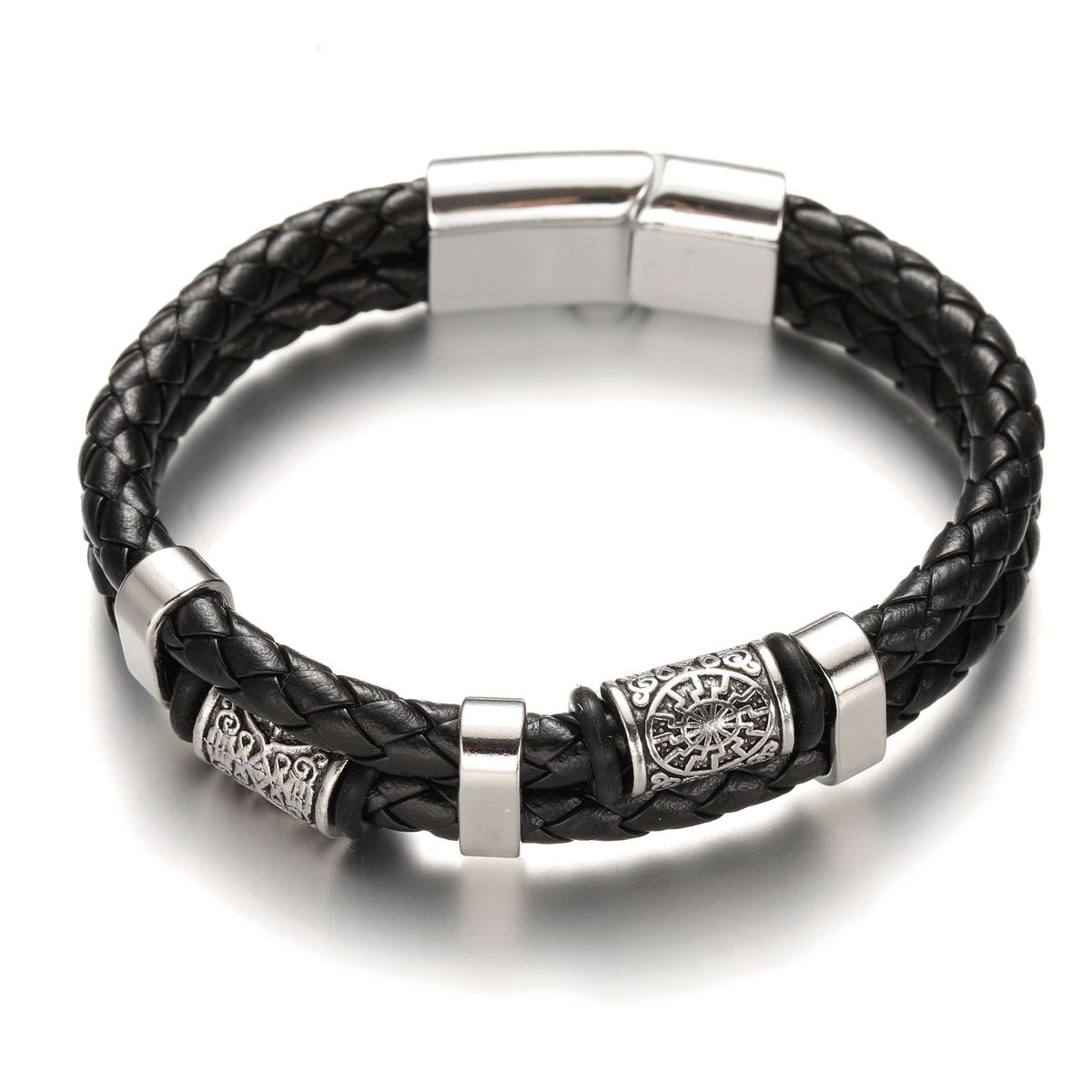 Alloy Magnetic Buckle Leather Cord Handmade Woven New Fashion Bracelet For Men And Women_ipsvogv.com