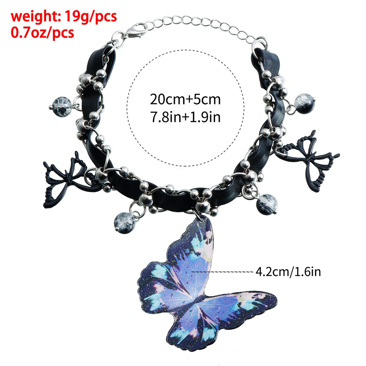 Gothic PU necklace exaggerated butterfly pendant necklace sweet and cool hot girl y2k heavy industry necklace_ipsvogv.com