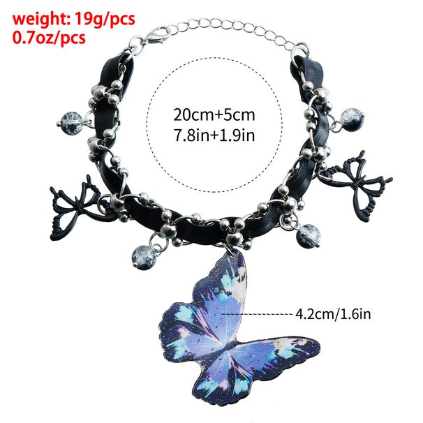Gothic PU necklace exaggerated butterfly pendant necklace sweet and cool hot girl y2k heavy industry necklace_ipsvogv.com