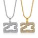 New Hip-Hop Jewelry Titanium Steel Gold-Plated Diamond-Studded Basketball Number 23 Pendant Necklace_ipsvogv.com