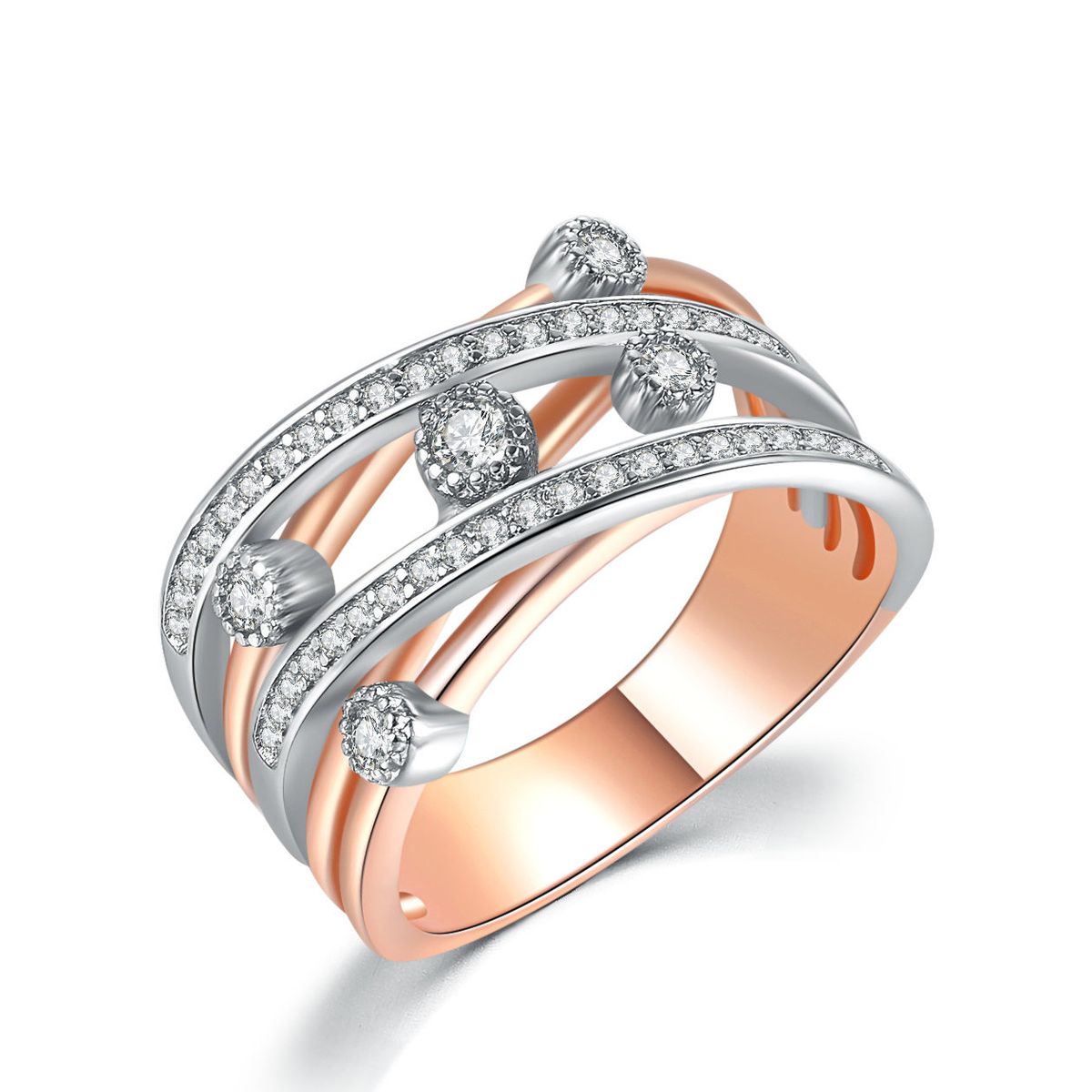 Unisex New Diamond Micro inlaid Zircon Ring Creative Women's Cross color Jewelry_ipsvogv.com