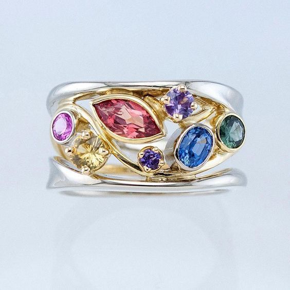 Cao Shi's Summer New Style Fashionable Multi Colored Stone Ring, Women's Popular Versatile Handmade Jewelry_ipsvogv.com