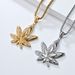 HIPHOP jewelry titanium steel plated K gold diamond maple leaf pendant necklace autumn and winter niche sweater chain_ipsvogv.com