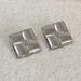 Real Gold Electroplated Titanium Steel Polished Square Plaid Bread OOTD Earrings_ipsvogv.com