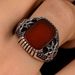 Alloy Inlaid Red Jade Marrow Men's Ring Punk Style Hand Jewelry_ipsvogv.com