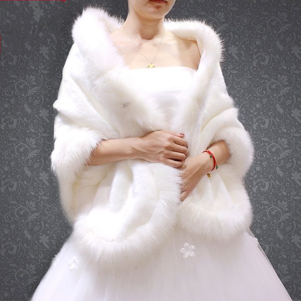 Women's Clothing Autumn and winter fox rabbit fur white bride wedding with wedding dress cheongsam warm wool shawl special _ipsvogv.com