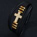 Men's Jewelry Copper Inlaid Zircon Cross Bracelet Fashionable PU Leather Rope Hand Woven Alloy Bracelet Jewelry_ipsvogv.com