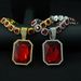 Men’s Jewelry Set Fashion Hot Selling Colored Gemstone Alloy Large Pendant With Colored Gemstone Cuban Necklace Hip Hop Cool Necklace_ipsvogv.com