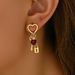 Unisex French Simple Light Luxury Style Heart Earrings For Women With Diamond Lock Shaped Series Niche Earrings Fashionable High End Earrings_ipsvogv.com