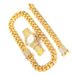 Hot Selling Full Diamond Watch 20mm Cuban Necklace Bracelet Men's Hip-hop Jewelry Set Straight_ipsvogv.com