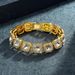 Full Diamond Cuban Chain Bracelet Set Fashion Personality Spiked Alloy Rhinestone Hip Hop Accessories_ipsvogv.com