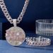 Rhinestone Letter Self Made Pendant 15MM Bubble Cuban Chain Necklace Hip Hop Trendy Men's Style_ipsvogv.com