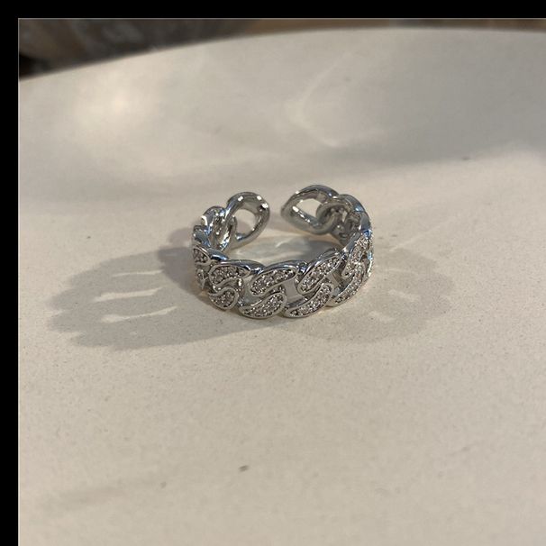 Celebrity Style Diamond Studded Cuban Chain Men's Trendy Hip-hop Ins, Cool Style, Single Index Finger Ring, Women's_ipsvogv.com
