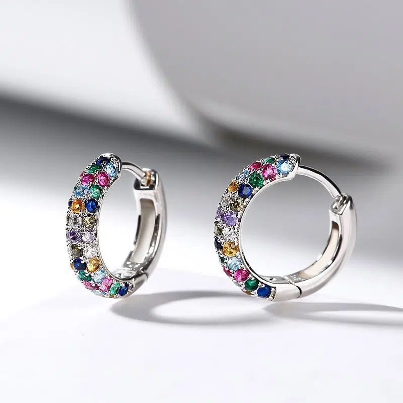 Cao Shi's Colorful Zircon Buckles For Women's Ins With A Small Crowd Design Sense, Advanced Sense Ear Rings, Simple And_ipsvogv.com