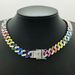 12mm Cuban Chain Diamond-Shaped Oil-Drip Colorful Alloy Rhinestone Hip-Hop Necklace_ipsvogv.com