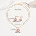 Minimalist Korean style women's necklace, earring, jewelry set, niche with pink diamond flower design, collarbone chain,_ipsvogv.com