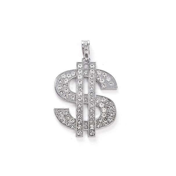 Hip Hop Diamond Studded Dollar Pendant, Cuban Chain Necklace, Trendy And Cool Street Dance, Nightclub Style, Collarbone_ipsvogv.com