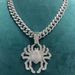 Punk Trendy 3D Large Spider Pendant Necklace Hip Hop Street Dance Diamond-Encrusted Cuban Chain Men's Accessories_ipsvogv.com