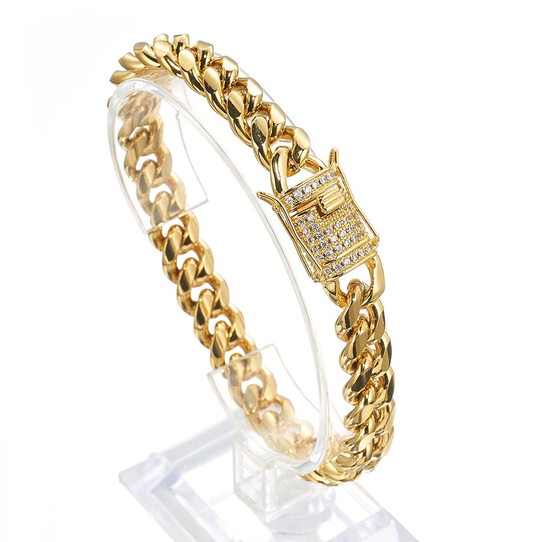 Men's Jewelry Punk Encrypted Miami Titanium Steel Bracelet_ipsvogv.com