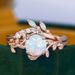 Sanjie Platform Rose Gold Paired Ring With Cross Inlaid Branches And Australian Treasure Jewelry_ipsvogv.com