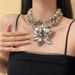 Heavy Industry Exaggerated Metal Lily Flower Niche Long Bead Necklace, Personalized Fashionable Modern Sweater Chain_ipsvogv.com