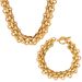 Cold Wind Exaggerated Trendy Cool Elegant Jewelry Set Buckle Design Thick Chain Personality Necklace Versatile Gold Plated Bracelet_ipsvogv.com