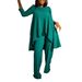 Women's Clothing fashionable temperament large size long sleeved tops wide leg pants suit_ipsvogv.com