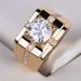 Domineering Champagne Gold Business Hearts And Eight Arrows Zircon Men's 1-carat Copper Ring_ipsvogv.com