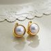 Women’s Jewelry Set Fashion Light Luxury High End Simple Versatile Gold Round Pearl Hemispherical Earrings Retro Earrings_ipsvogv.com