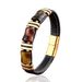 Stainless Steel Cord Jewelry Fashion Woven Leather Bracelet Men's New Tiger Eye Stone Accessories_ipsvogv.com