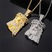 Hip-Hop Versatile Accessories Alloy Gold-Plated Diamond-Studded Old Man Pendant Braided Necklace_ipsvogv.com