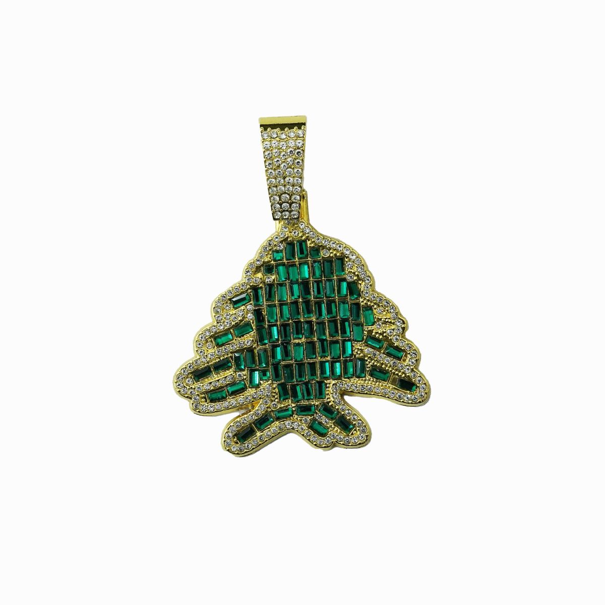 New Hot Selling Fashionable Diamond Green Red Christmas Tree Alloy Pendant Colorful Rock Sugar Cuban Necklace_ipsvogv.com