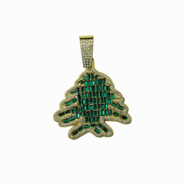 New Hot Selling Fashionable Diamond Green Red Christmas Tree Alloy Pendant Colorful Rock Sugar Cuban Necklace_ipsvogv.com