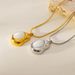 White Cat's Eye Stainless Steel Necklace - Gold Plated Snake Bone Chain For Women_ipsvogv.com