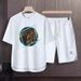 Men's Clothing 2024 Waffle Casual Summer Suit Loose Teen Short sleeved T shirt Shorts Handsome Two piece Suit_ipsvogv.com
