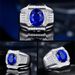 Open Mouth Bold Large Loose Blue Platinum Plated Inlaid With Colorful Gemstones Full Diamond Cluster Men's Ring_ipsvogv.com