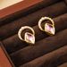 Korean style sweet pearl niche diamond crystal silver needle earrings, high-end earrings for women_ipsvogv.com