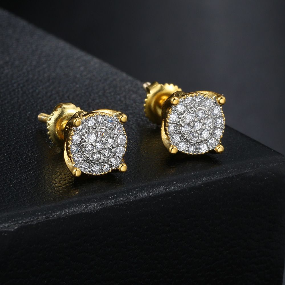 Hip Hop Personalized Thread for Couples Same Style Full Diamond Zircon Earrings Popular Ear Accessories_ipsvogv.com