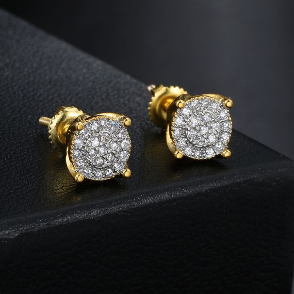 Hip Hop Personalized Thread for Couples Same Style Full Diamond Zircon Earrings Popular Ear Accessories_ipsvogv.com
