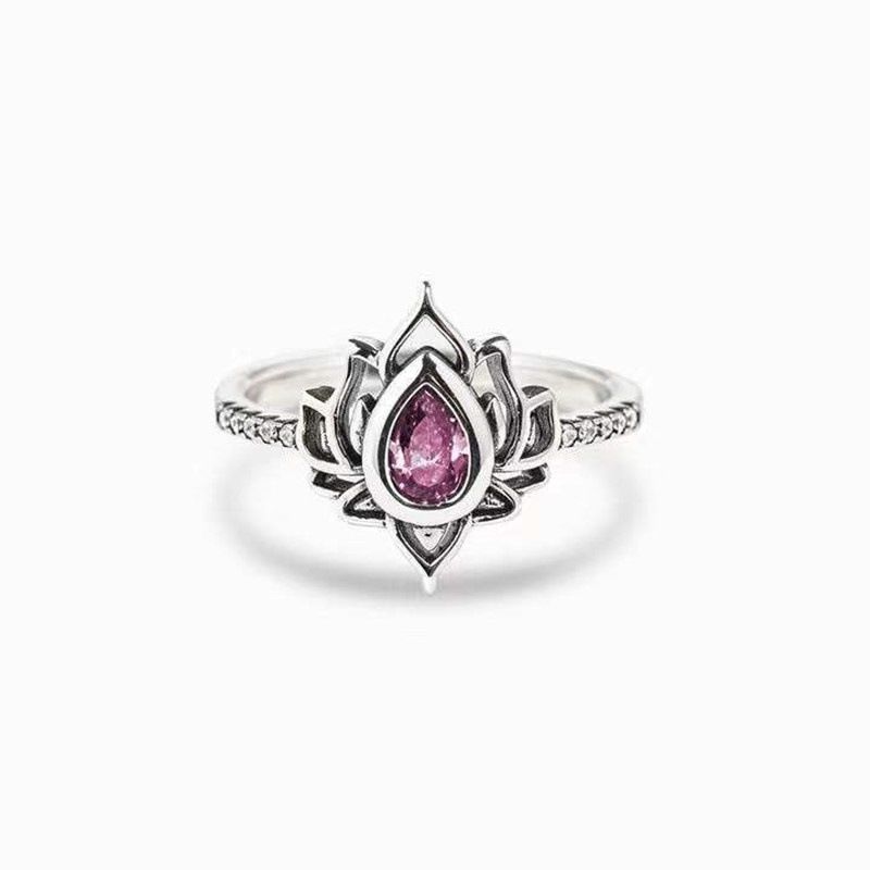 Cao Shi Made An Old Flame Shaped Lotus Chinese Style Wide Face Ring, Personalized Single Ring_ipsvogv.com