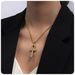 stainless steel cross pendant necklace high grade zircon non fading ins necklace female_ipsvogv.com