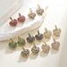 Women's Jewelry Light Luxury High End Temperament Retro Color Zircon Heart Shaped Love Earrings Peach Heart Earrings Ear Buckles_ipsvogv.com