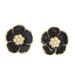French Retro Versatile Temperament Flower Earrings Enamel Earrings French Retro Camellia Black Earrings_ipsvogv.com