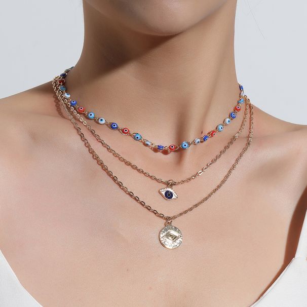 New Multi-layer Devil's Eye Pendant Necklace Women's Fashion Exaggerated Trend Eye Necklace_ipsvogv.com