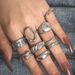 New Women's Environment-friendly Material Heavy Texture Fried Dough Twists Hollow Geometric 9 Pieces Of Ring Set_ipsvogv.com