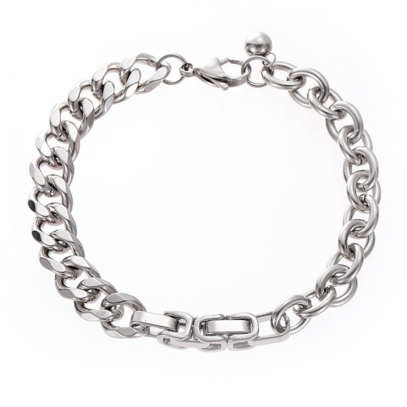 Men's Personalized Splicing Bracelet Ins Hip Hop Trendy Brand Titanium Steel Couple Bracelet Personalized Versatile Cuban Bracelet_ipsvogv.com