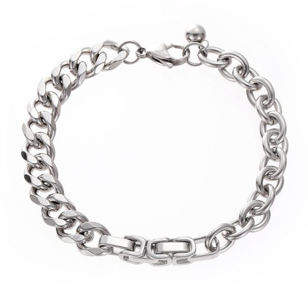 Men's Personalized Splicing Bracelet Ins Hip Hop Trendy Brand Titanium Steel Couple Bracelet Personalized Versatile Cuban Bracelet_ipsvogv.com